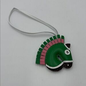 Pink & Green Horse Head Leather Bag Charm